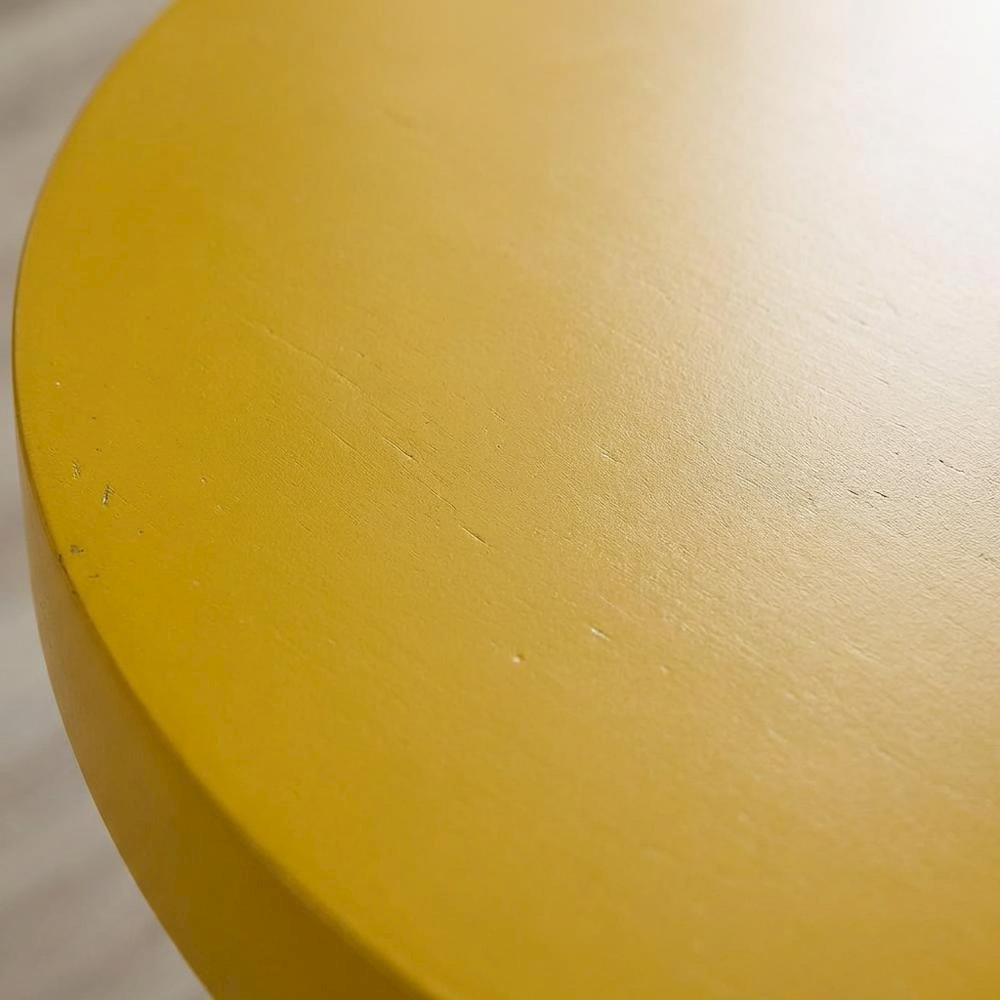 Yellow round end table with shelf for living room decor. Picture 5