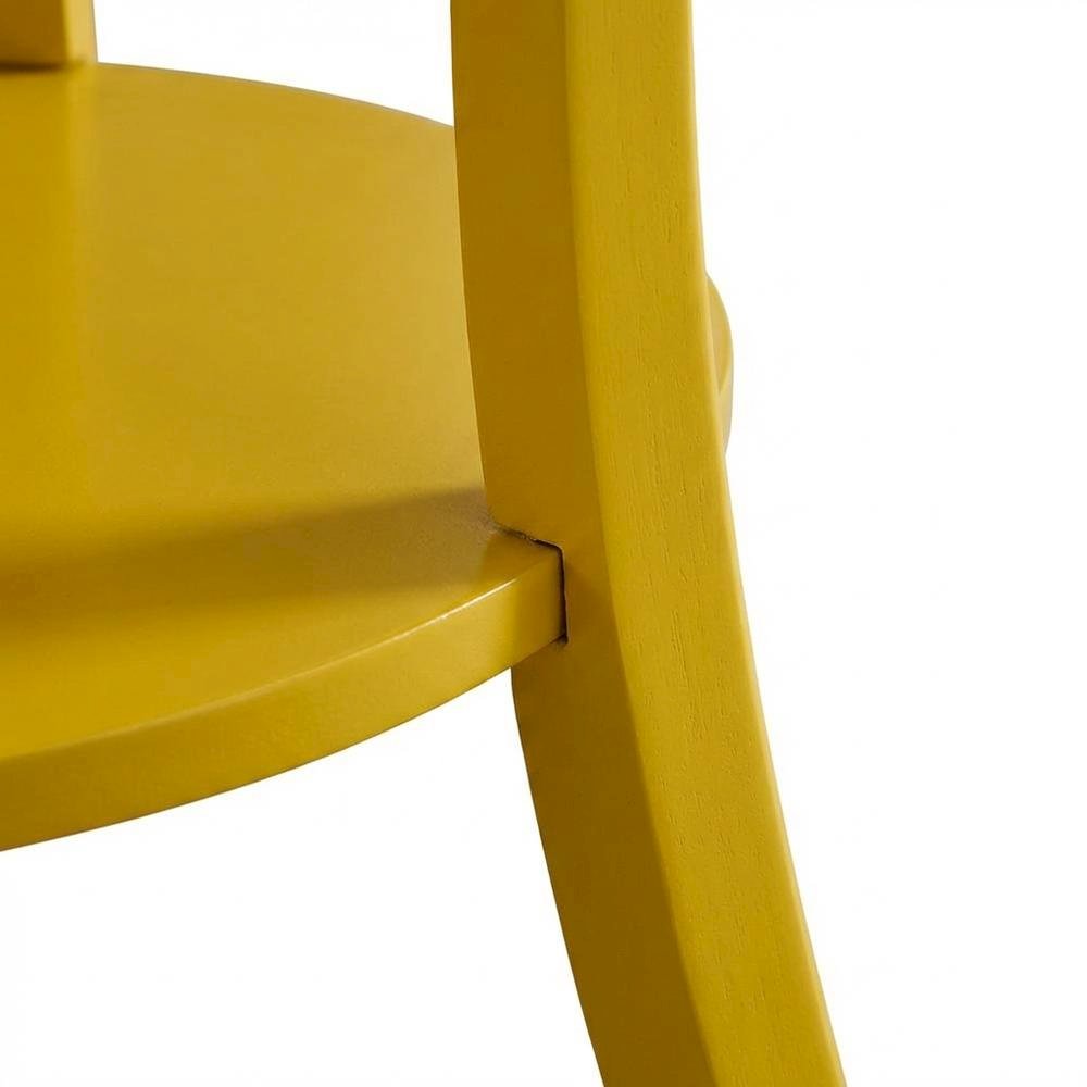Yellow round end table with shelf for living room decor. Picture 6