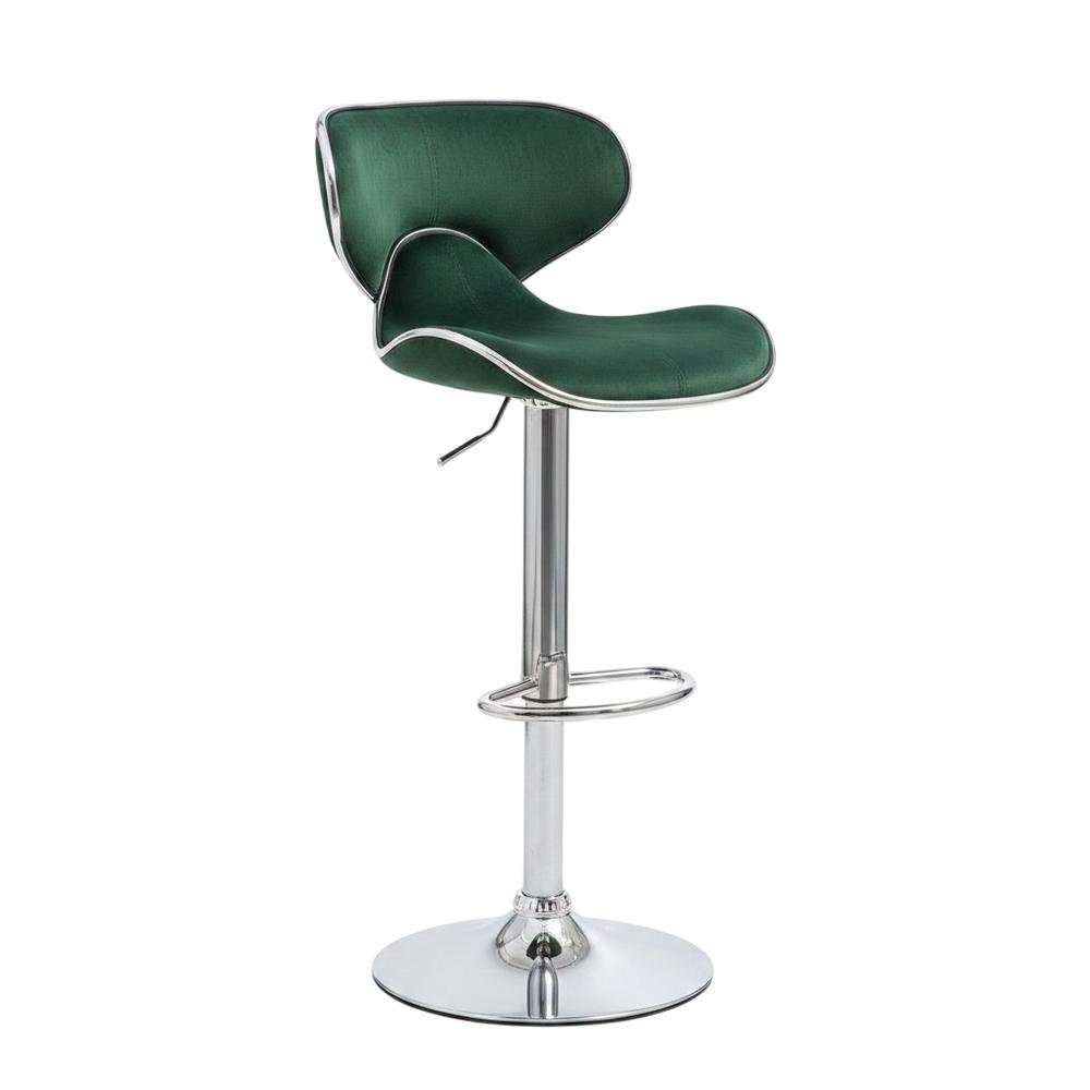 Green Velvet Swivel Barstool Set with Adjustable Height for Home or Bar. Picture 3