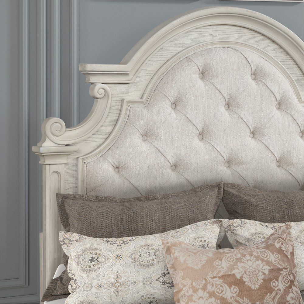 Ennesley Gray Wood Upholstered Panel Bed, Full Size. Picture 10