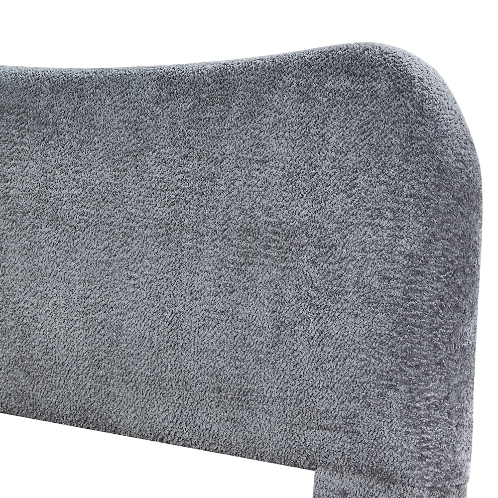 Lunara Gray Upholstered Platform Bed with Bun Feet, King. Picture 4