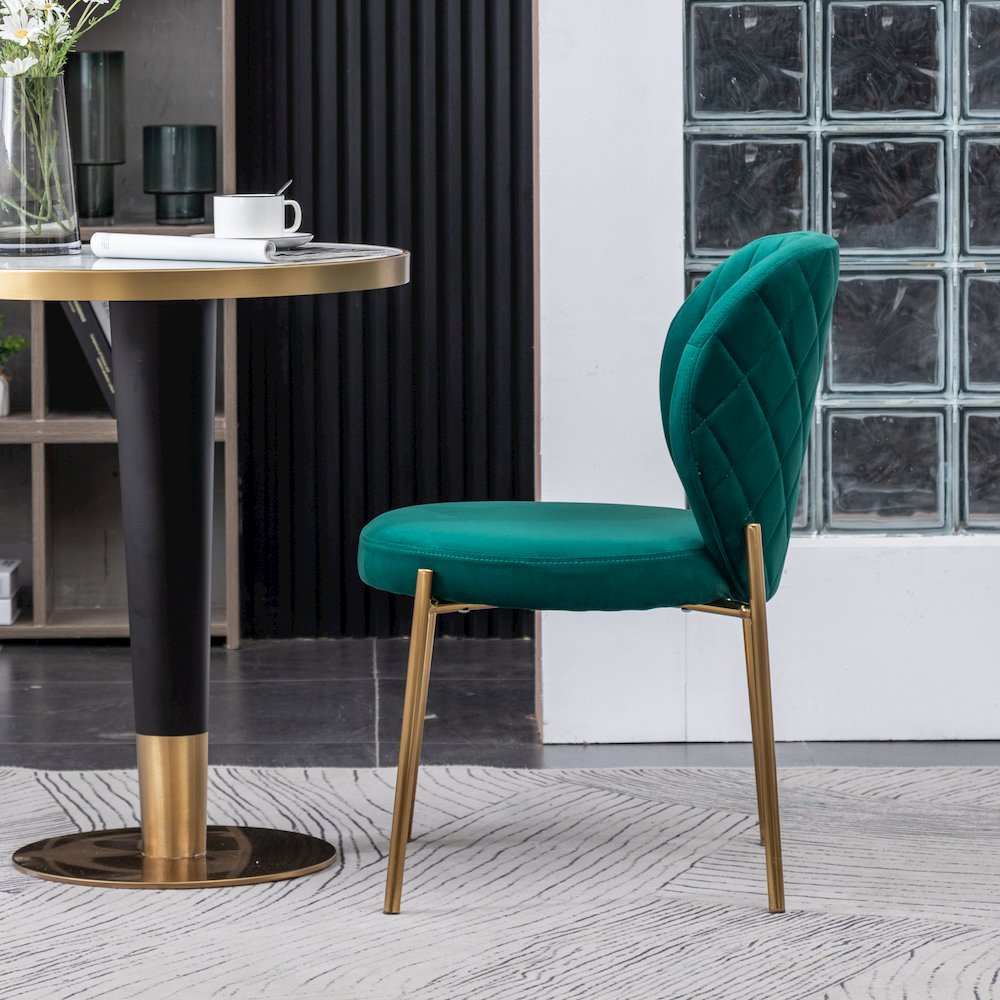 Amoa Contemporary Velvet Upholstery Dining Chair, Green, Set of 2. Picture 4