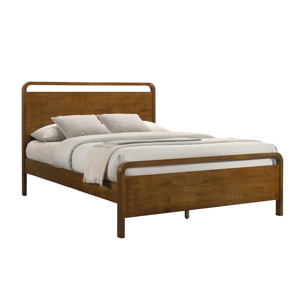 Eldren Wood Platform Bed in Walnut Finish, Queen. Picture 9
