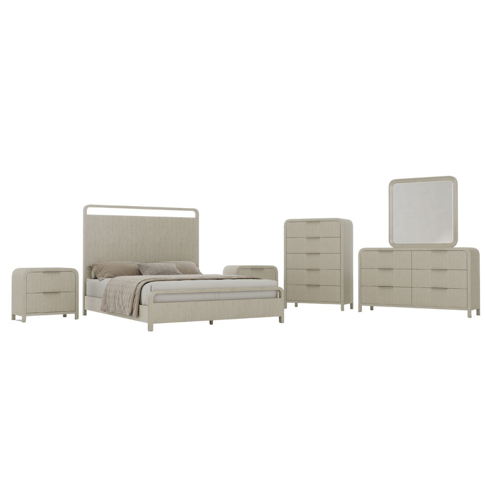 Tavari 6-PC Queen Bedroom Set in Light Gray. Picture 1