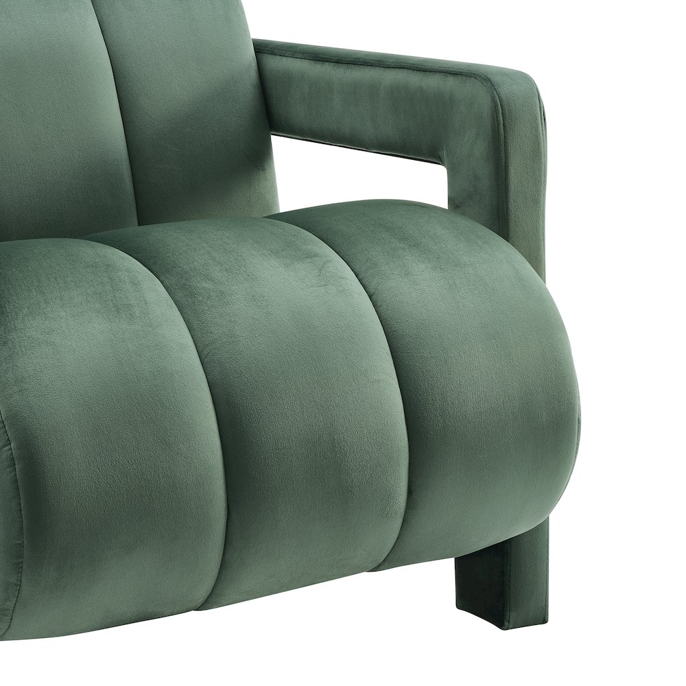 Velmor Contemporary Velvet Accent Armchair, Green. Picture 3