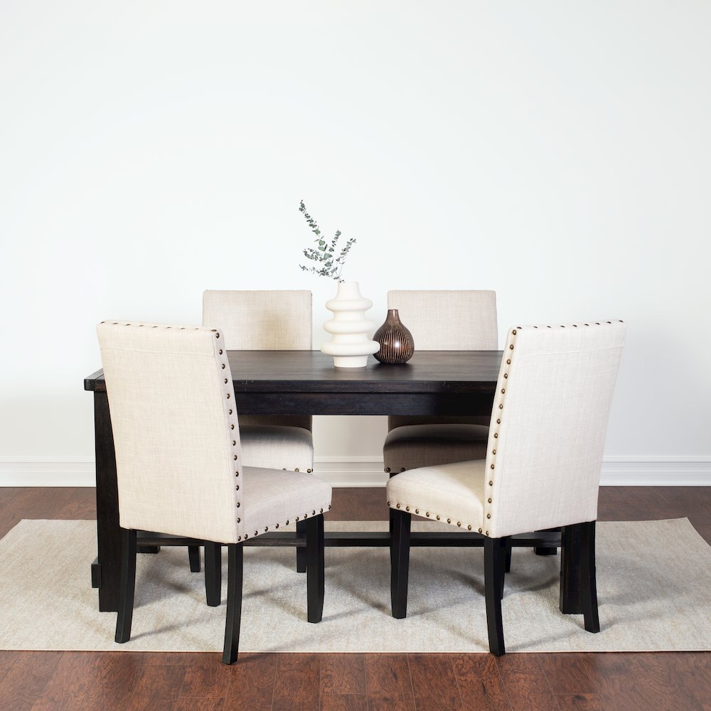 Muzzi Contemporary 5-Piece Dining Set, Dining Table with 4 Stylish Chairs, Tan. Picture 2