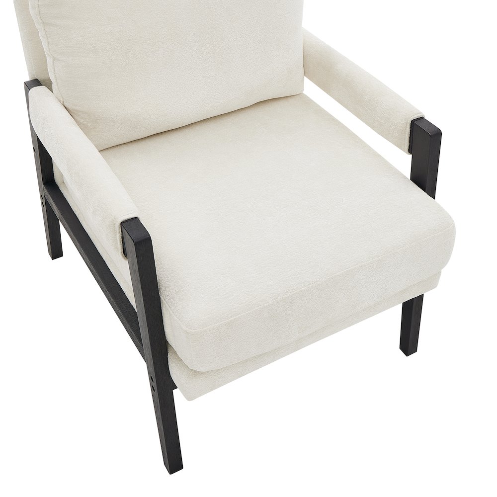 Kelly Mid-Century Modern Chenille Upholstered Accent Armchair, White. Picture 8