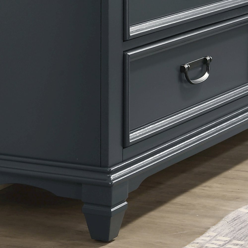 Clelane Wood 5-Drawer Chest, Slate Blue. Picture 6