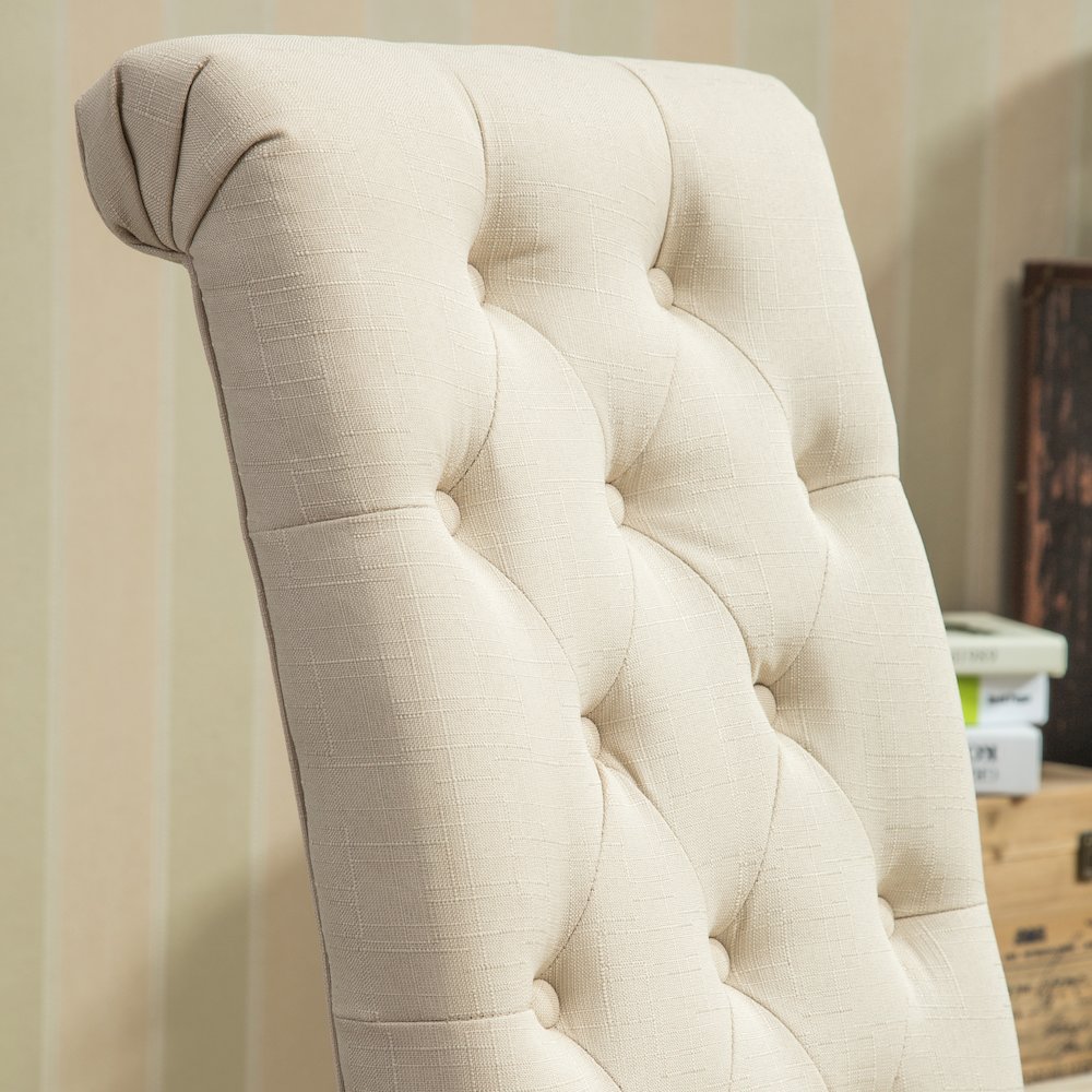 Habit Tan Solid Wood Tufted Parsons Dining Chair ,Set of 2. Picture 6