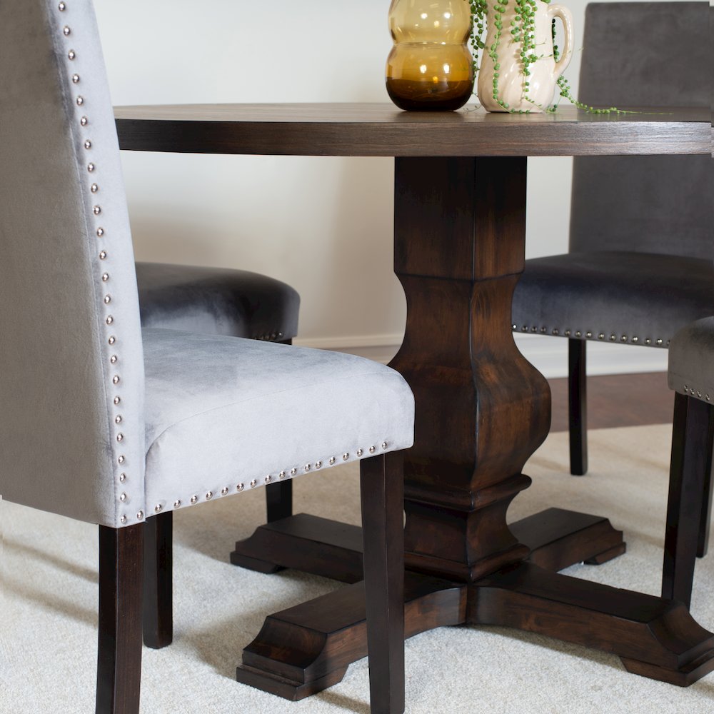 Fordsville 5-Pc Dining Set, Pedestal Round Table with 4 Stylish Chairs, Gray. Picture 7