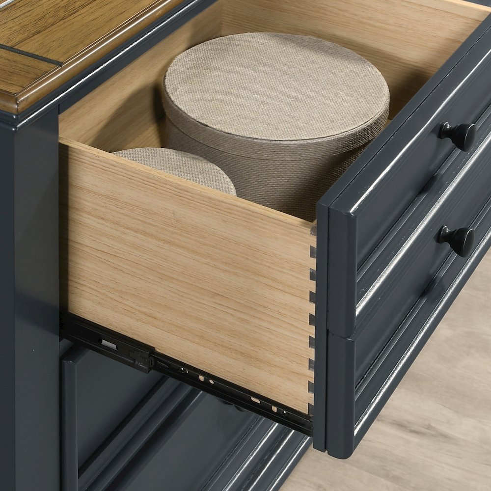 Clelane Wood 5-Drawer Chest, Slate Blue. Picture 4