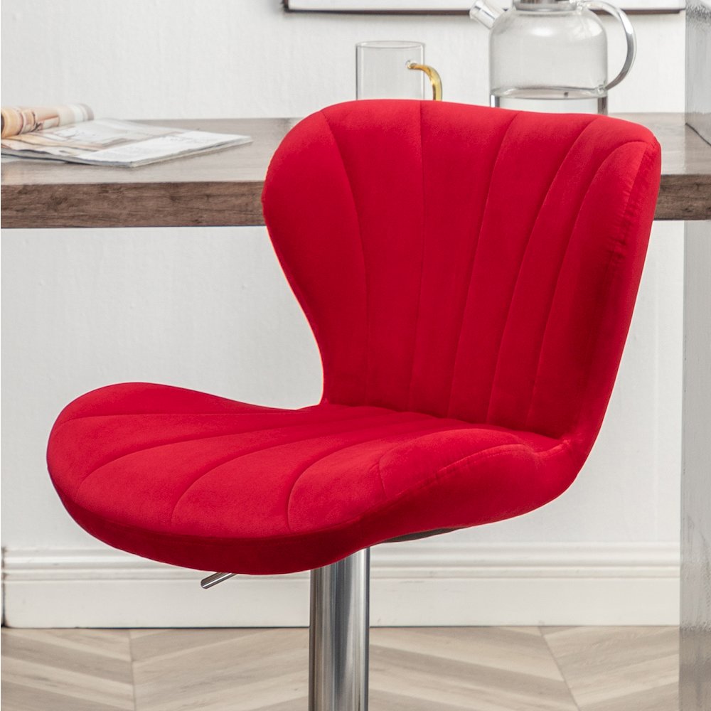 Ellston Upholstered Adjustable Swivel Barstools in Red, Set of 2. Picture 11