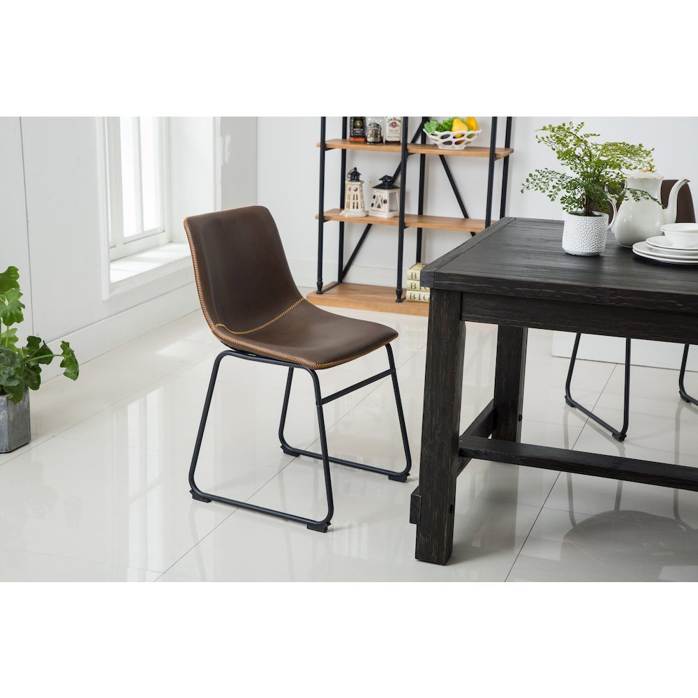 Lotusville Antique Wood Finished Dining Set: Table and Four Chairs, Brown. Picture 6