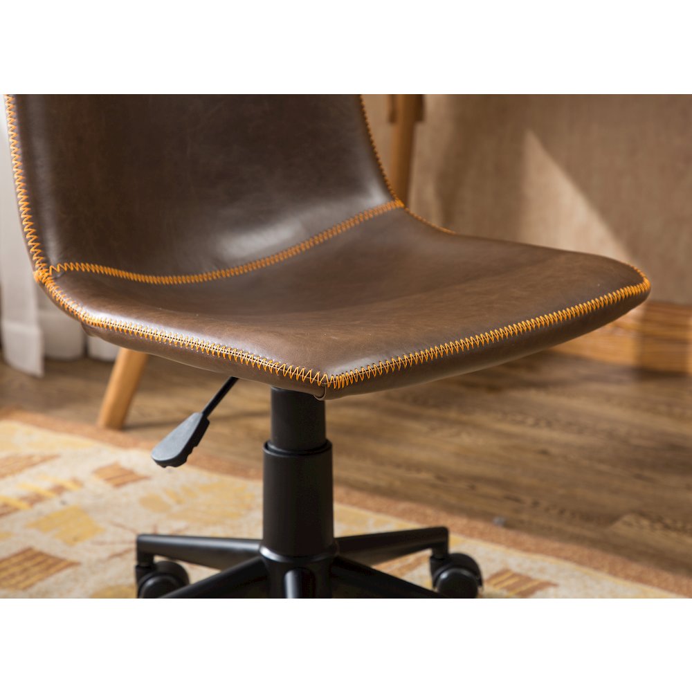 Cesena Faux Leather 360 Swivel Air Lift Office Chair, Antique Brown. Picture 6