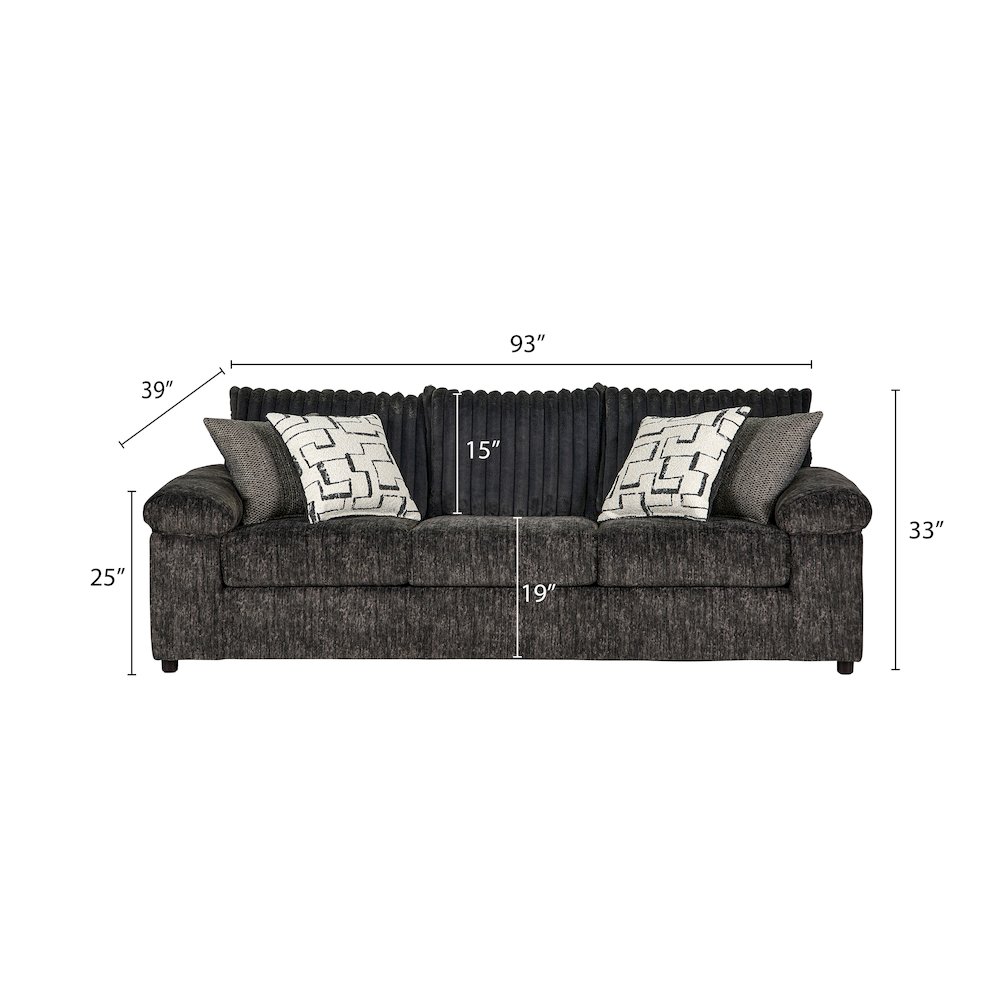 Nason Wide Wale Corduroy Sofa, Loveseat, and Cuddle Chair Set, Charcoal. Picture 9