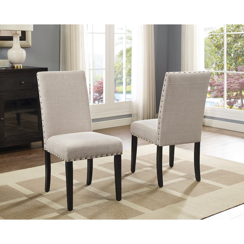 Muzzi Contemporary 7-Piece Dining Set, Dining Table with 6 Stylish Chairs, Tan. Picture 9