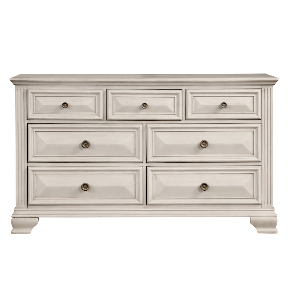 Renova Distressed Parchment 7-Drawer Dresser. Picture 1