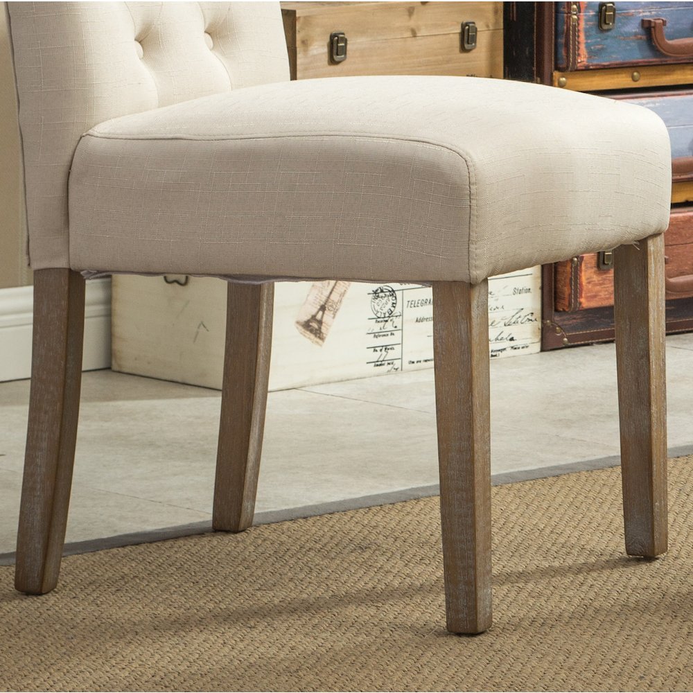 Habit Tan Solid Wood Tufted Parsons Dining Chair ,Set of 2. Picture 9