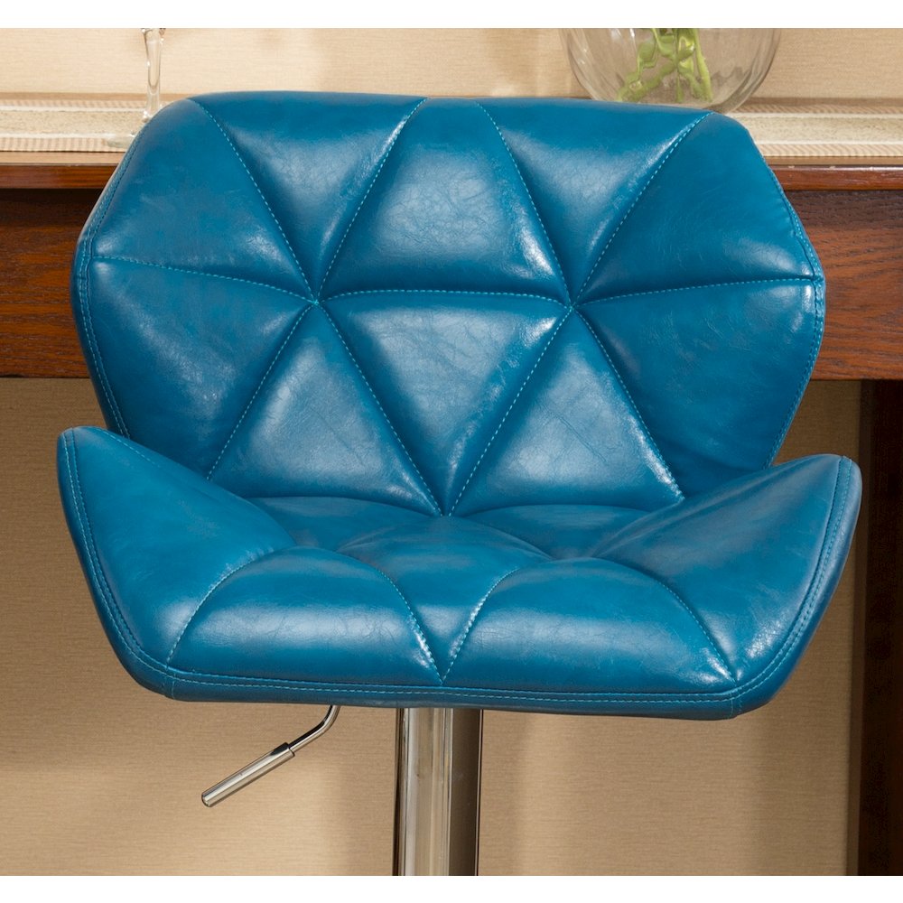 Glasgow Contemporary Tufted Adjustable Height Blue Bar Stools, Set of 2. Picture 9