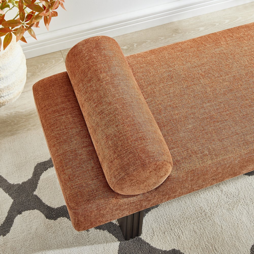 Brooke Contemporary Upholstered Bench, Orange. Picture 4