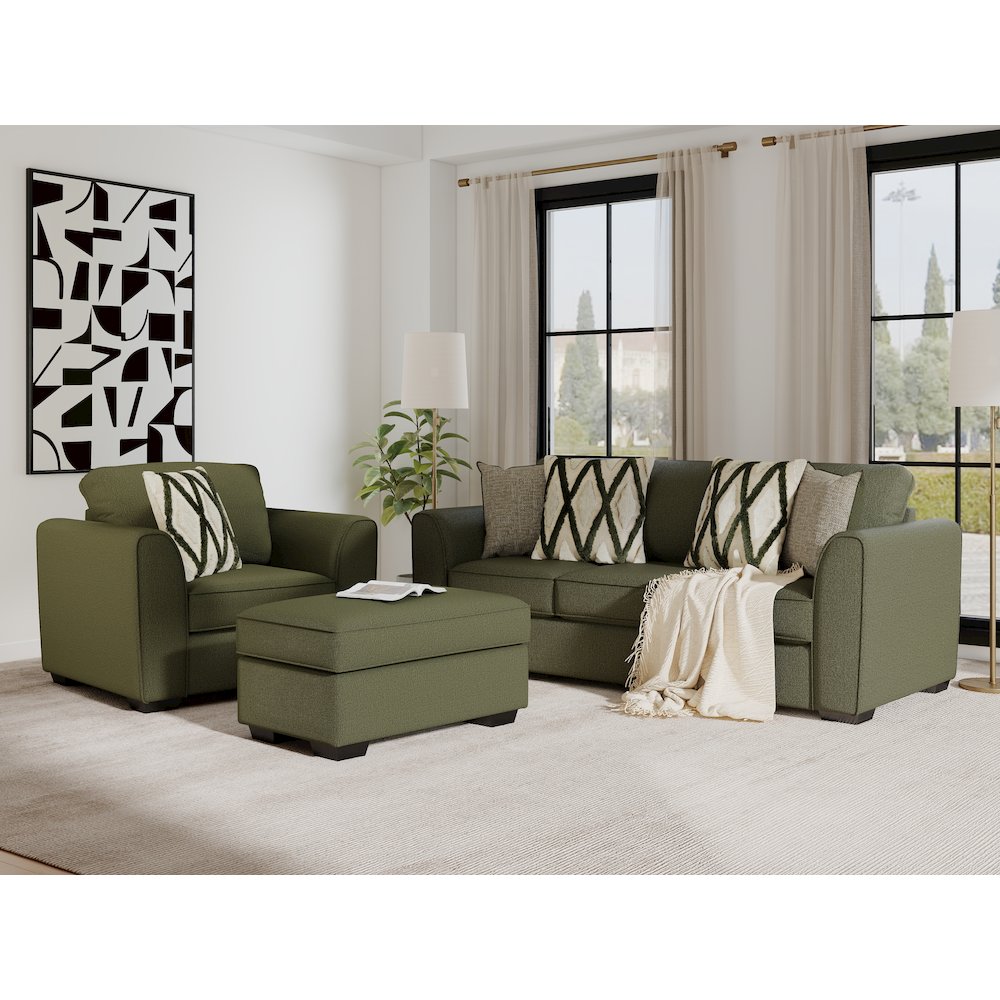 Marvella 3-PC Living Room Set, Sofa, Chair, and Ottoman with Chenille Upholstery. Picture 4