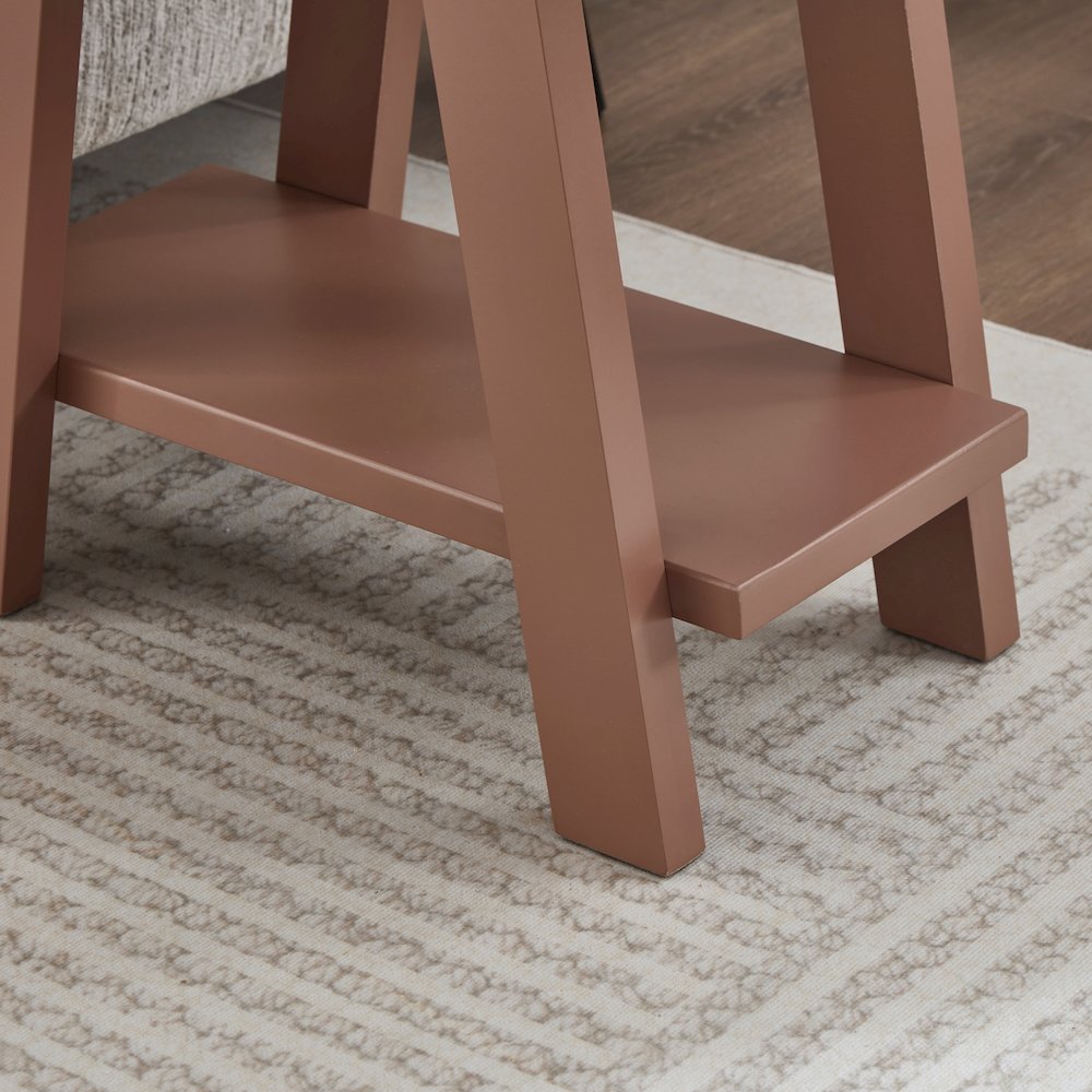 Athens Contemporary Wood Shelf Side Table in Red. Picture 6