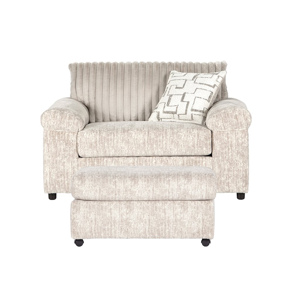 Nason Wide Wale Corduroy Cuddle Chair and Ottoman Set, Charcoal. Picture 1