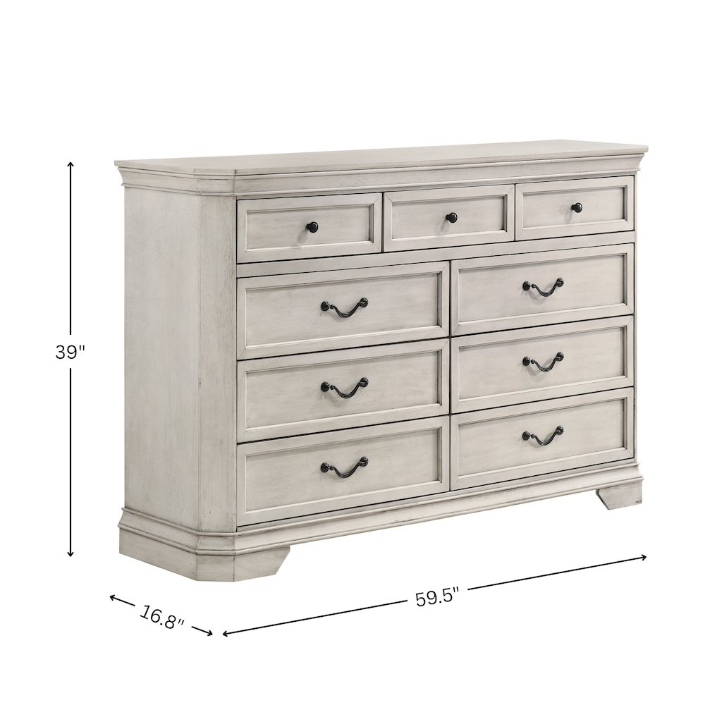 Maderne Wood 7-Drawer Dresser, Antique White Finish. Picture 6