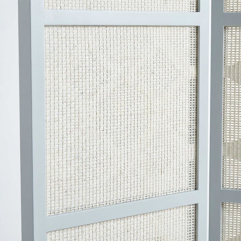 Silver 4-Panel Wood Folding Room Divider, Fabric Diamond Design, 70 Inch. Picture 6