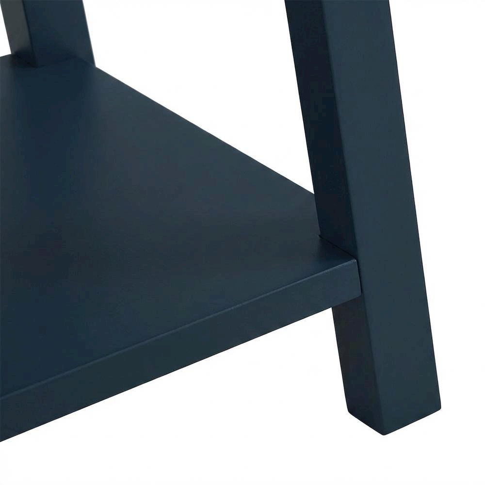 Navy Blue Wood Shelf End Table with Modern Design and Sturdy Construction. Picture 6