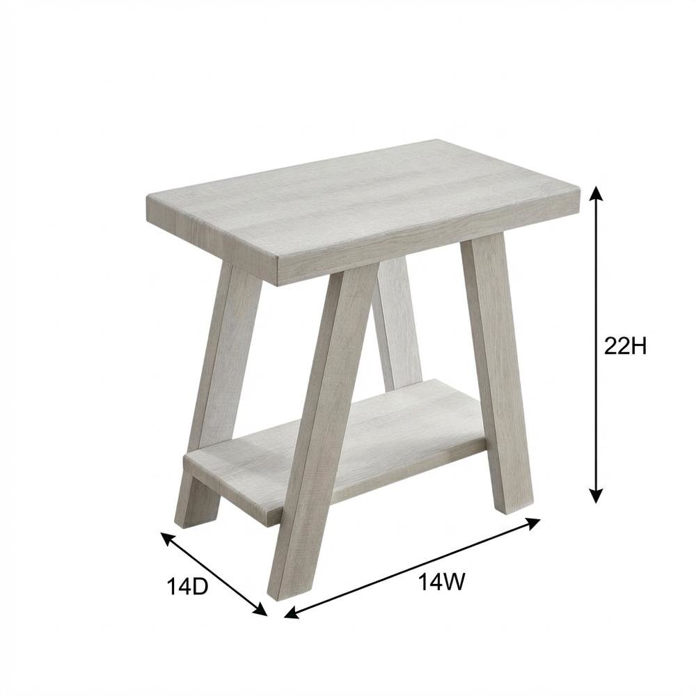 White, Side Table, Open Shelf, Quality Build, Durable Wood Frame. Picture 7