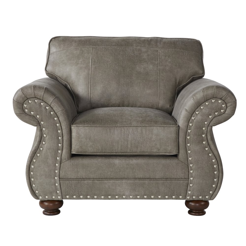 Leinster Faux Leather Upholstered Nailhead Sofa, Loveseat, and Chair Set. Picture 6