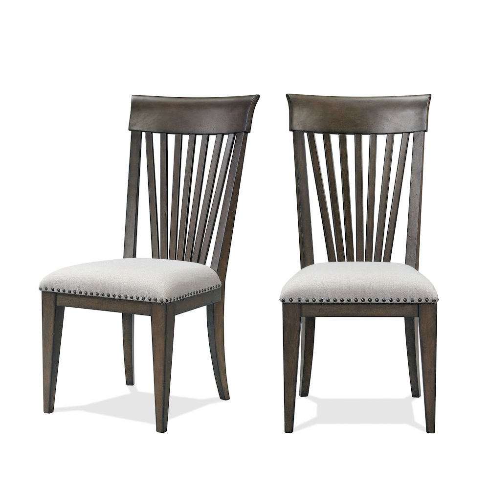 Grant Nailhead Trim Upholstered Dining Chairs, Set of 2, Beige. Picture 3