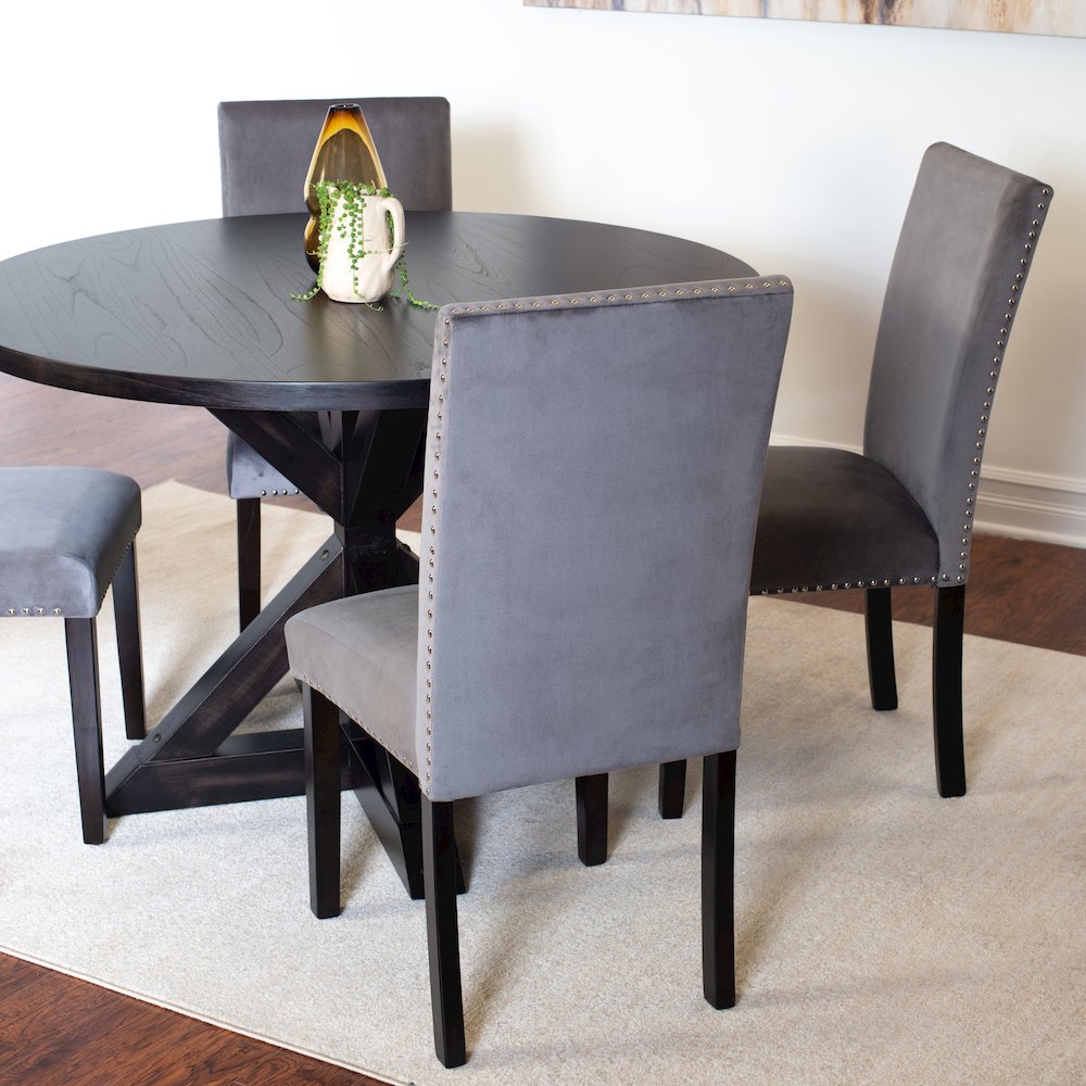Enbridge 5-Pc Dining Set, Cross-Buck Dining Table with 4 Stylish Chairs, Gray. Picture 2