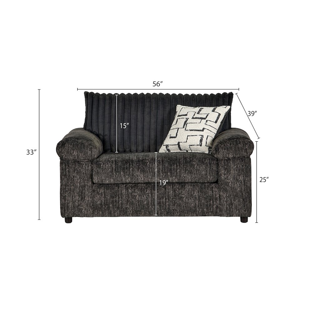 Nason Wide Wale Corduroy Sofa Chaise with Armchair, Charcoal. Picture 10