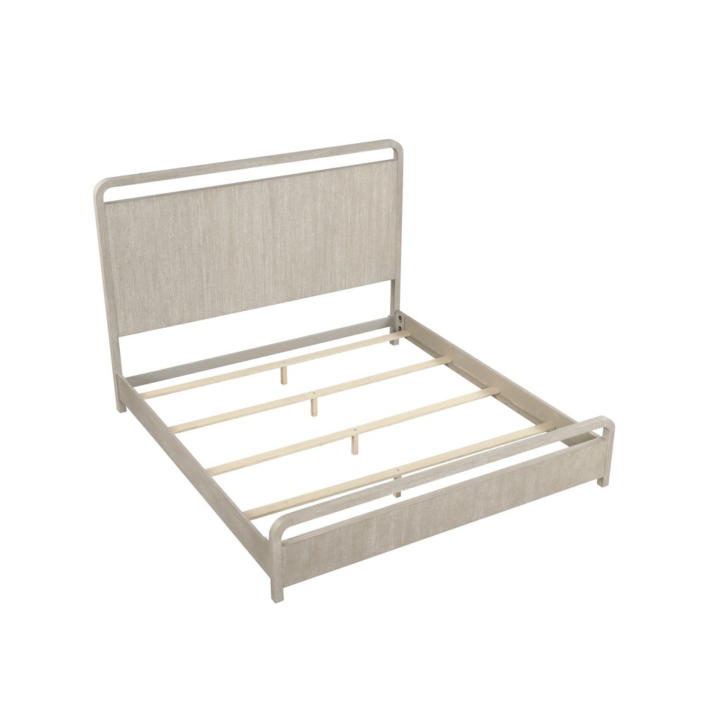 Tavari Wood Panel Bed, Light Gray Finish, Queen. Picture 10