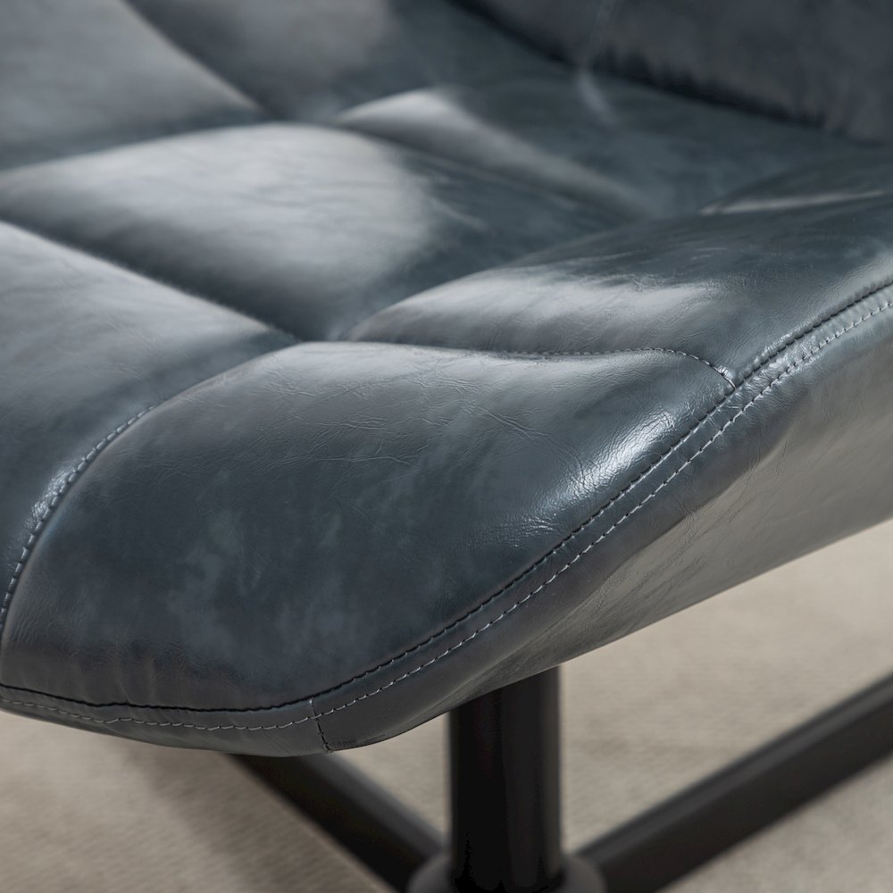 Arlena Faux Leather Tufted Swivel Accent Chair, Blue. Picture 13