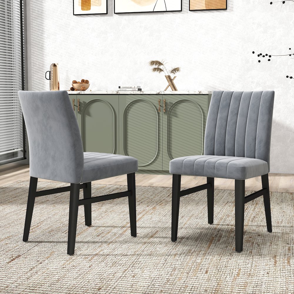 5-Piece Dining Set, Black and Gold Faux Marble Dining Table Four Chairs, Gray. Picture 11
