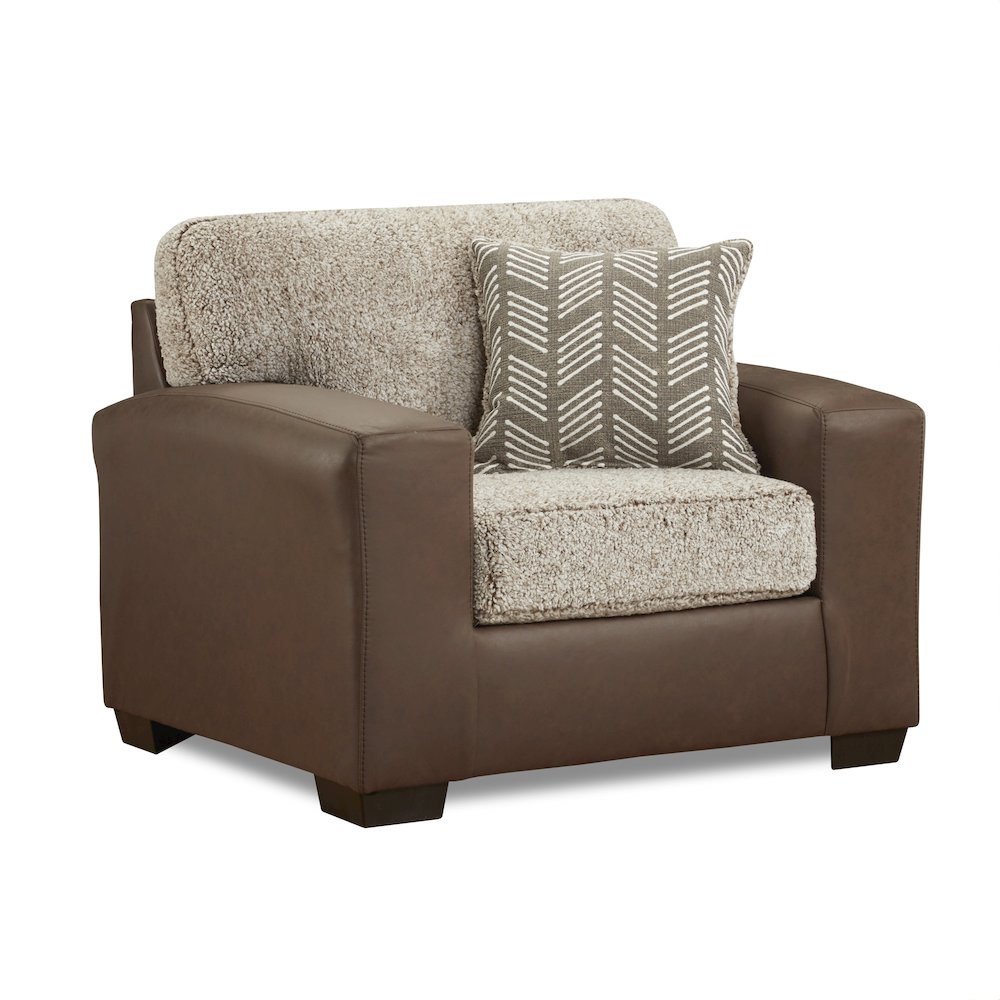 Marvella 2-Piece Living Room Set, Chair and Ottoman, Chocolate Faux Leather. Picture 7