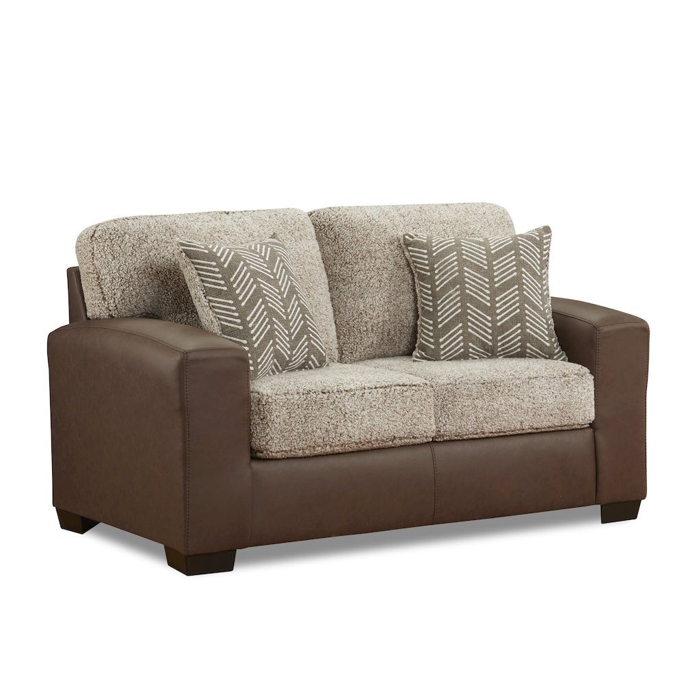 Marvella Living Room Loveseat with Chocolate Faux Leather. Picture 1