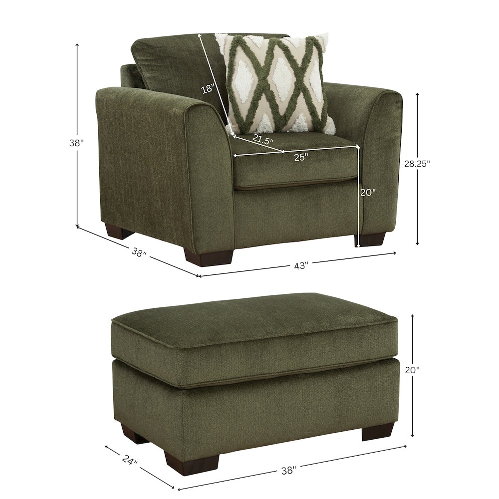 Marvella 2-PC Living Room Set, Arm Chair and Ottoman with Chenille Upholstery. Picture 15
