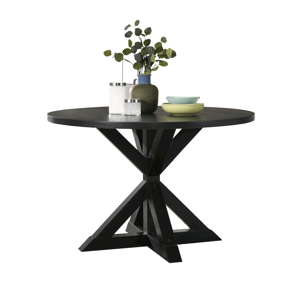 Windvale Cross-Buck Base Dining Table in Black. Picture 2