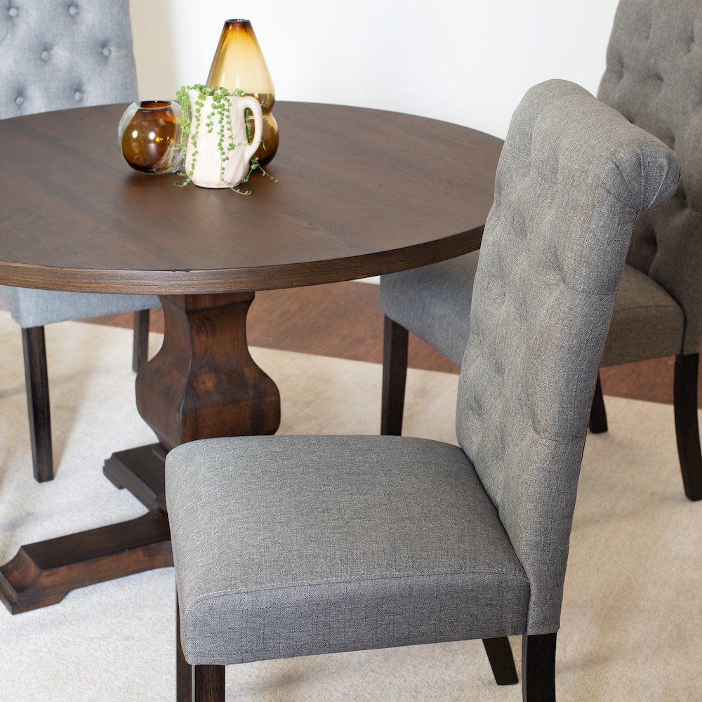 Kerbau 5-Pc Dining Set, Pedestal Round Table with 4 Stylish Chairs, Gray. Picture 5