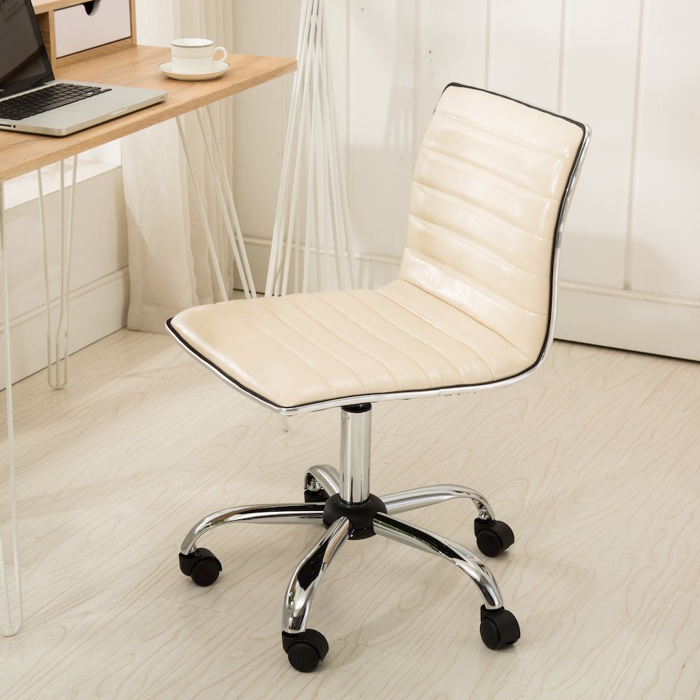 Fremo Chromel Adjustable Air Lift Office Chair in Beige. Picture 7