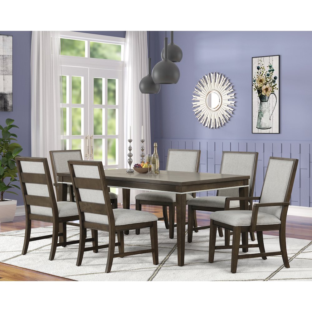Aberll Wood Dining Room Set, Table with 4 Side Chairs and 2 Armchairs, Gray. Picture 18