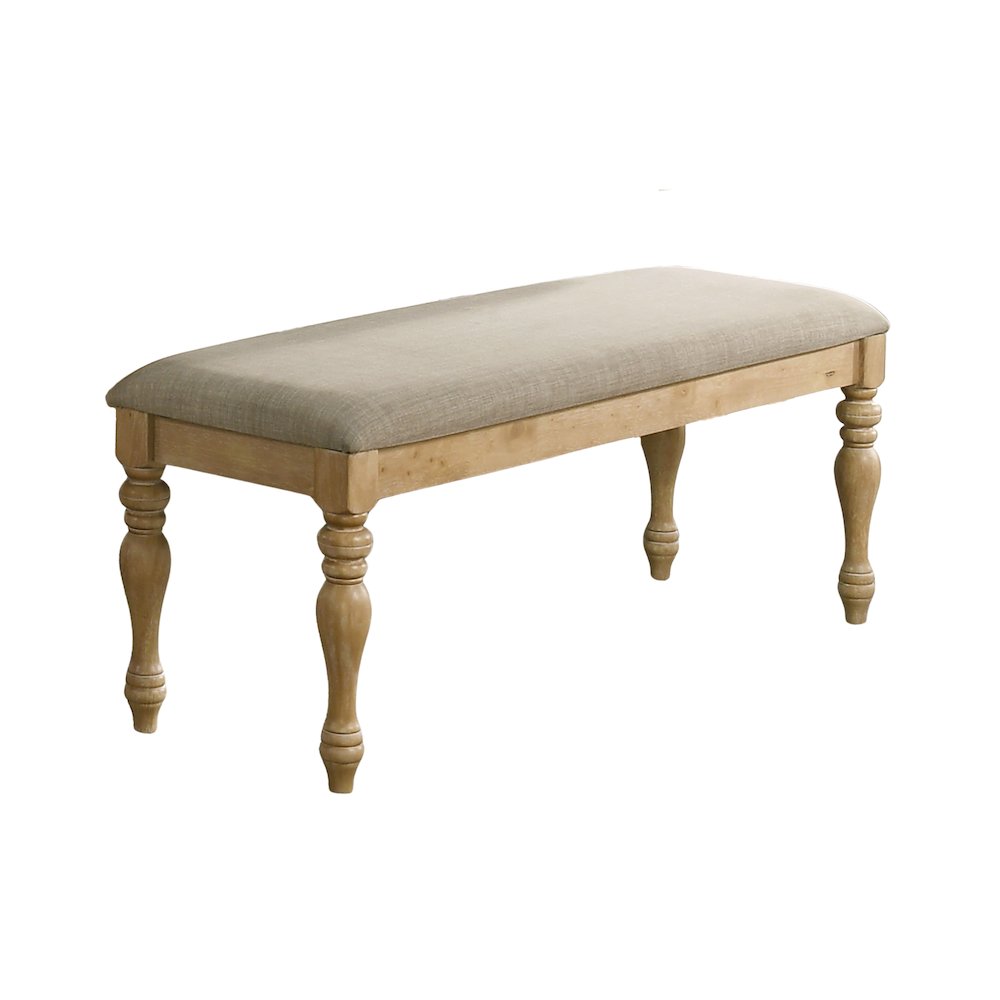 Verta Solid Wood Upholstered Dining Bench, Light Oak Finish. Picture 1