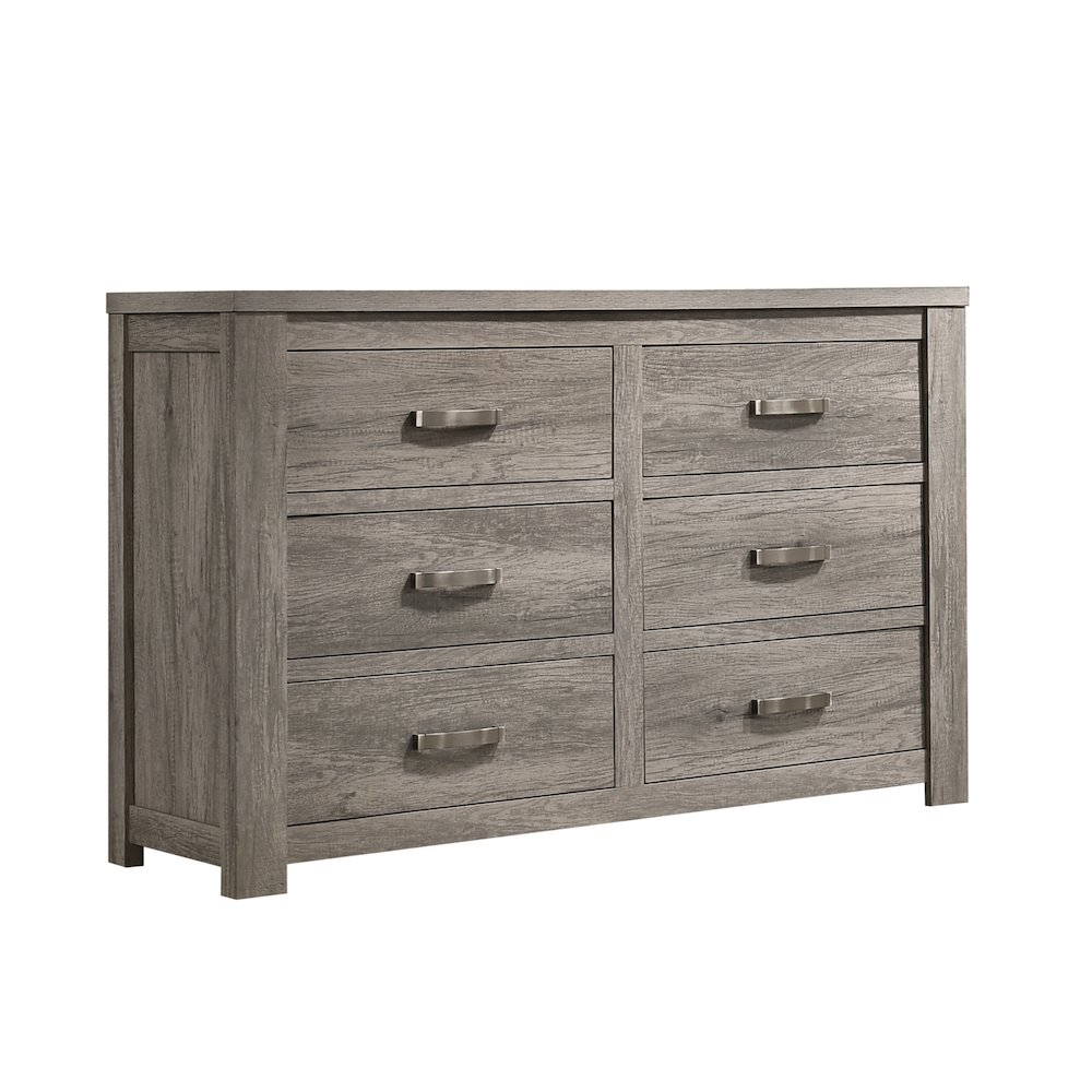 Floren Contemporary Weathered Gray Wood 6-Drawer Dresser. Picture 6