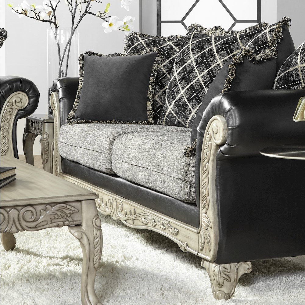 San Marino 2-Tone Fabric Wooden Frame Sofa in Ebony. Picture 5