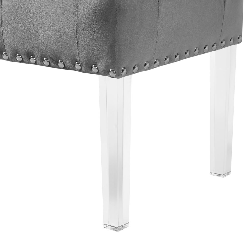 Valley Button tufted Velvet Upholstered Bench With Acrylic Leg. Picture 4