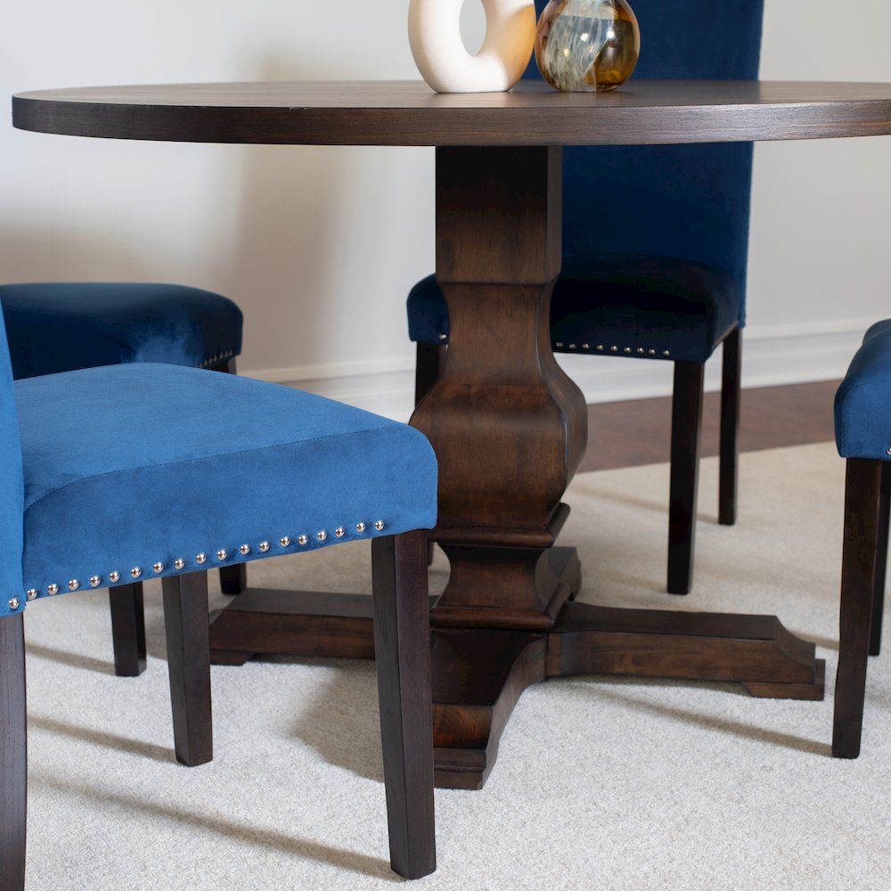 Fordsville 5-Pc Dining Set, Pedestal Round Table with 4 Stylish Chairs, Blue. Picture 5